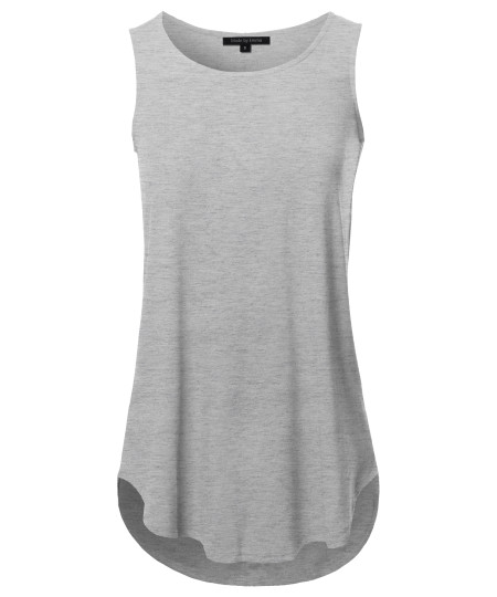 Women's Solid Sleeveless Round Neck Round Hem Tank Top