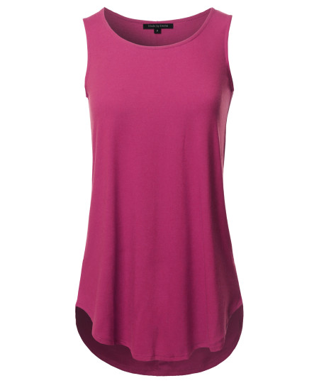 Women's Solid Sleeveless Round Neck Round Hem Tank Top