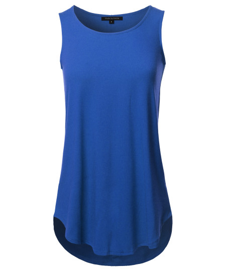 Women's Solid Sleeveless Round Neck Round Hem Tank Top