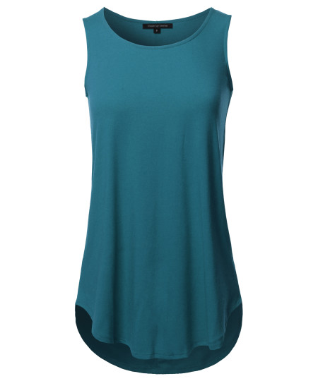 Women's Solid Sleeveless Round Neck Round Hem Tank Top