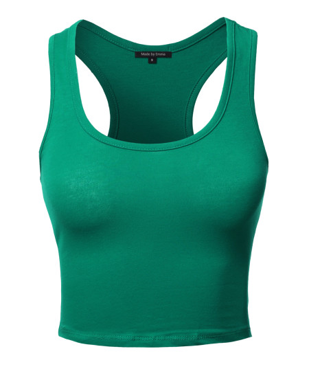 Women's Junior Basic Solid Sleeveless Crop Tank Top