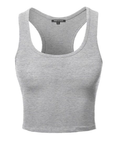 Women's Junior Basic Solid Sleeveless Crop Tank Top