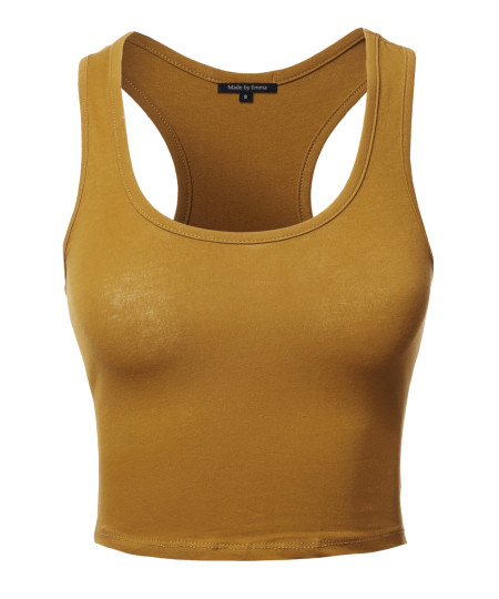 Women's Junior Basic Solid Sleeveless Crop Tank Top
