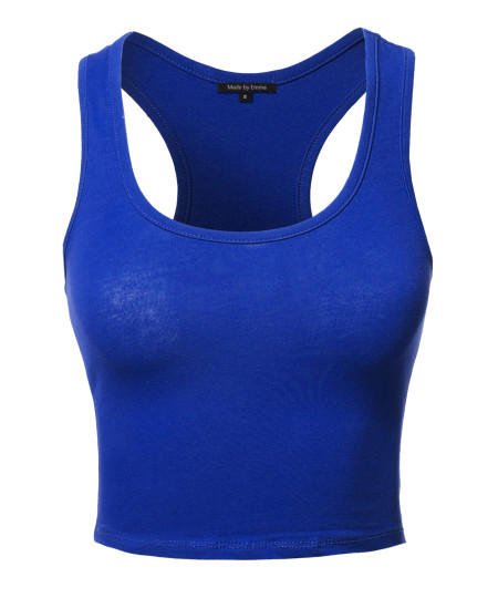 Women's Junior Basic Solid Sleeveless Crop Tank Top