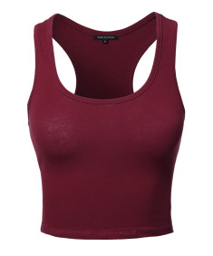 Women's Junior Basic Solid Sleeveless Crop Tank Top