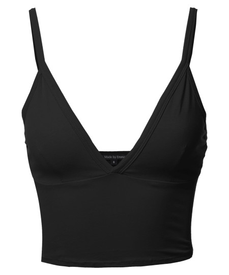 Women's Basic Deep V-neck Bralette Tank Top