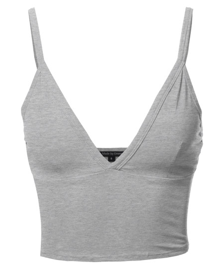 Women's Basic Deep V-neck Bralette Tank Top