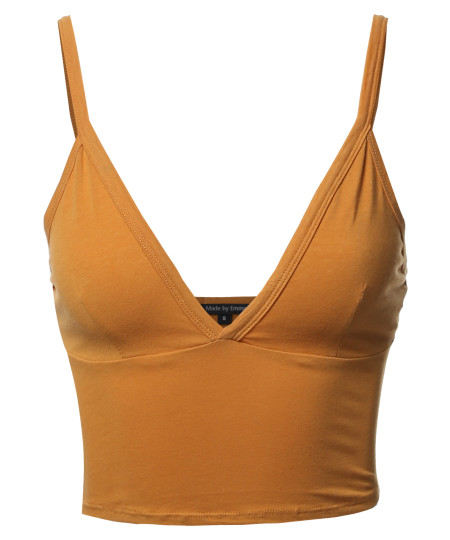 Women's Basic Deep V-neck Bralette Tank Top