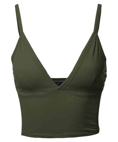 Women's Basic Deep V-neck Bralette Tank Top