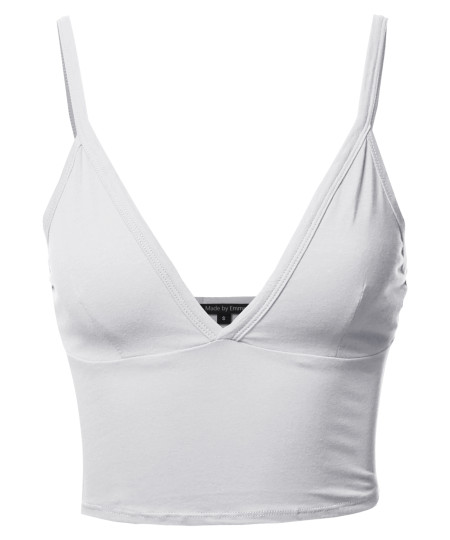 Women's Basic Deep V-neck Bralette Tank Top