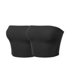 Women's Solid Bra Ribbed Tube Top