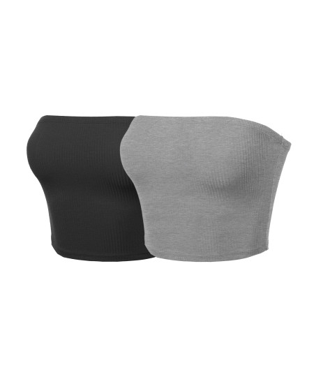 Women's Solid Bra Ribbed Tube Top