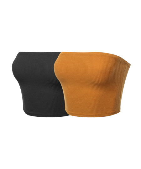 Women's Solid Bra Ribbed Tube Top