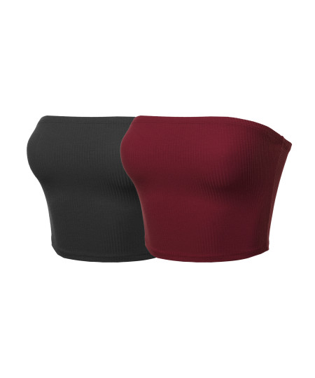 Women's Solid Bra Ribbed Tube Top