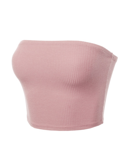 Women's Solid Bra Ribbed Tube Top