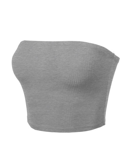 Women's Solid Bra Ribbed Tube Top