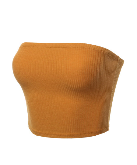 Women's Solid Bra Ribbed Tube Top