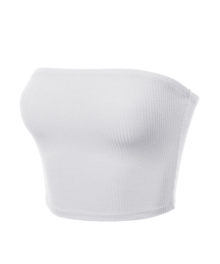 Women's Solid Bra Ribbed Tube Top