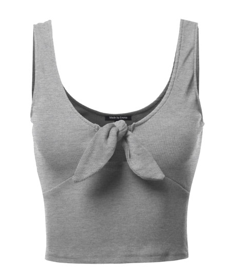 Women's Solid Open Neck Front Knot Crop Top