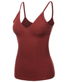 Women's Basic V neck Ribbed Cami Tank Top