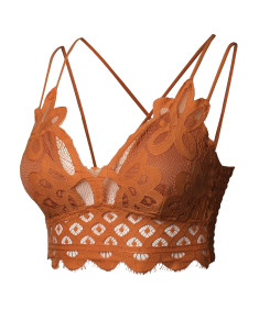 Women's Sexy Floral Lace Crochet Adjustable Spaghetti Strap Bralette