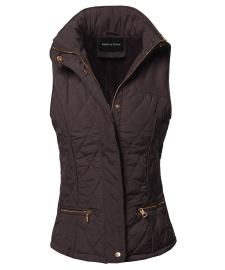 Women's Fitted Premium Solid Basic Quilted Warm Vest