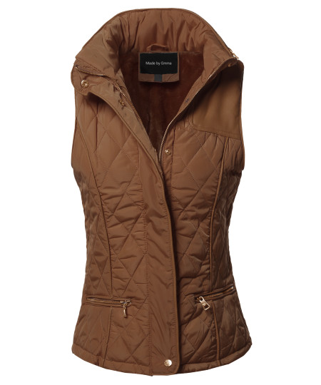 Women's Fitted Premium Solid Basic Quilted Warm Vest