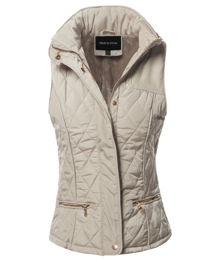 Women's Fitted Premium Solid Basic Quilted Warm Vest