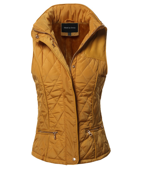 Women's Fitted Premium Solid Basic Quilted Warm Vest