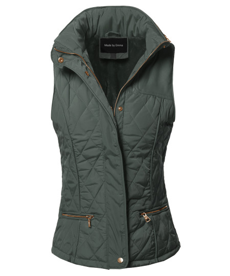 Women's Fitted Premium Solid Basic Quilted Warm Vest