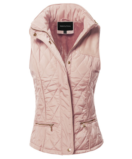 Women's Fitted Premium Solid Basic Quilted Warm Vest