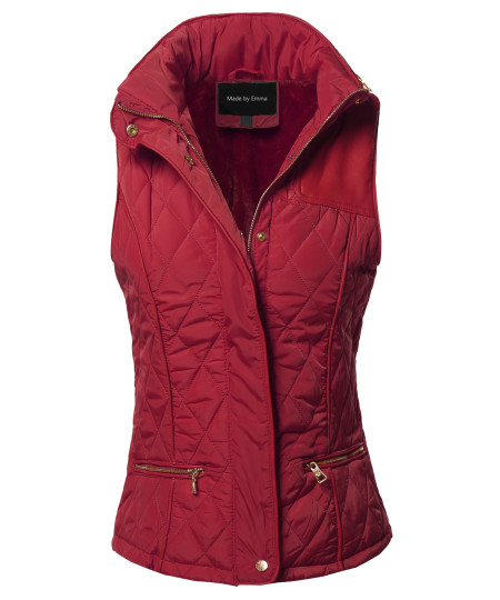 Women's Fitted Premium Solid Basic Quilted Warm Vest