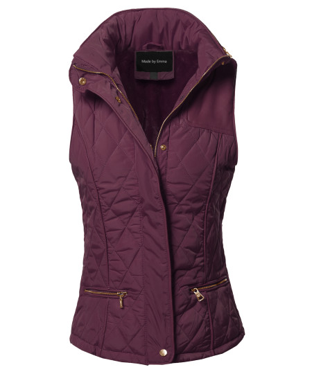 Women's Fitted Premium Solid Basic Quilted Warm Vest