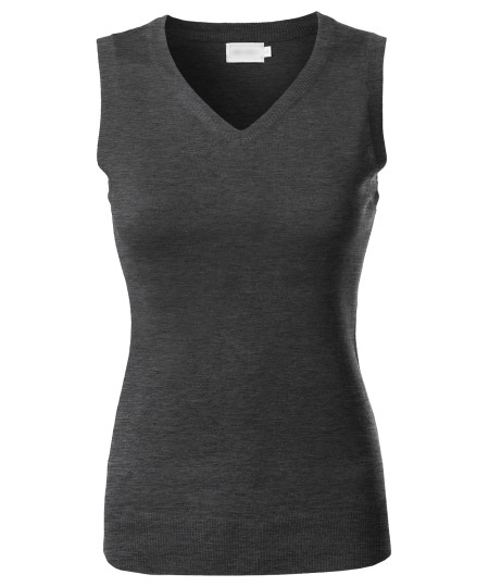 Women's Solid Basic  Soft Stretch Sleeveless Viscose Knit Vest Top