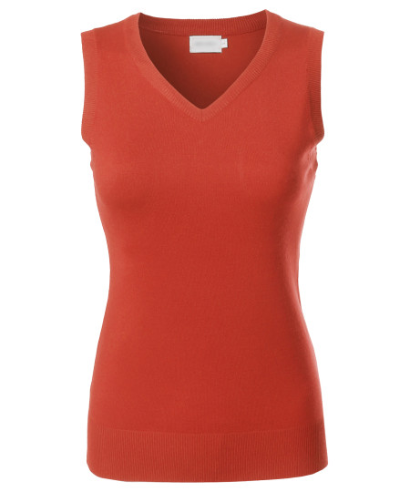 Women's Solid Basic  Soft Stretch Sleeveless Viscose Knit Vest Top