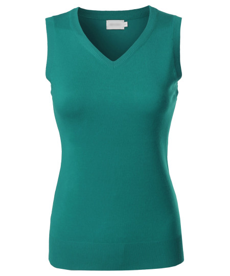 Women's Solid Basic  Soft Stretch Sleeveless Viscose Knit Vest Top