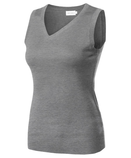 Women's Solid Basic  Soft Stretch Sleeveless Viscose Knit Vest Top