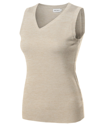 Women's Solid Basic  Soft Stretch Sleeveless Viscose Knit Vest Top