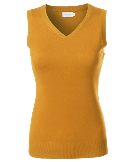 Women's Solid Basic  Soft Stretch Sleeveless Viscose Knit Vest Top