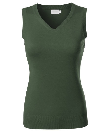 Women's Solid Basic  Soft Stretch Sleeveless Viscose Knit Vest Top