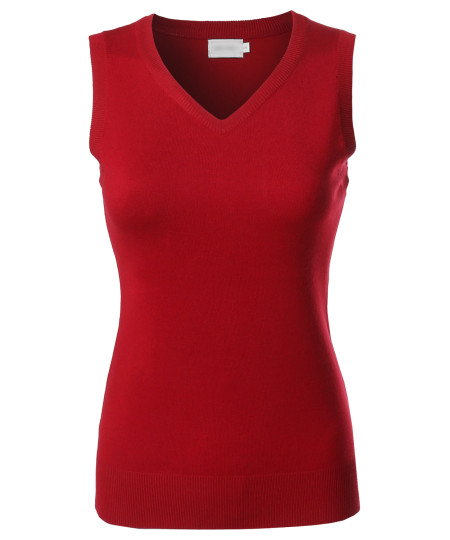 Women's Solid Basic  Soft Stretch Sleeveless Viscose Knit Vest Top