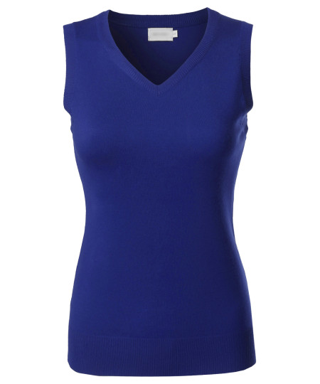 Women's Solid Basic  Soft Stretch Sleeveless Viscose Knit Vest Top