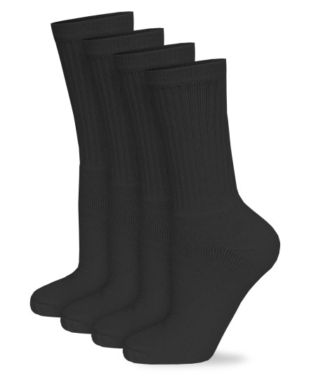 Men's Cotton Crew Athletic Solid Ribbed Socks Long Length