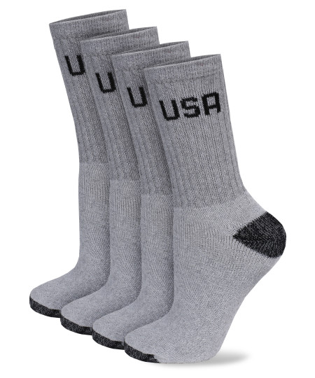 Men's Cotton Crew Athletic Solid Ribbed Socks Long Length