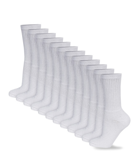 Men's Cotton Crew Athletic Solid Ribbed Socks Long Length