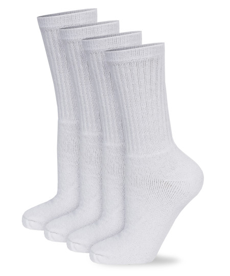 Men's Cotton Crew Athletic Solid Ribbed Socks Long Length