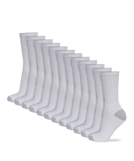 Men's Cotton Crew Athletic Solid Ribbed Socks Long Length