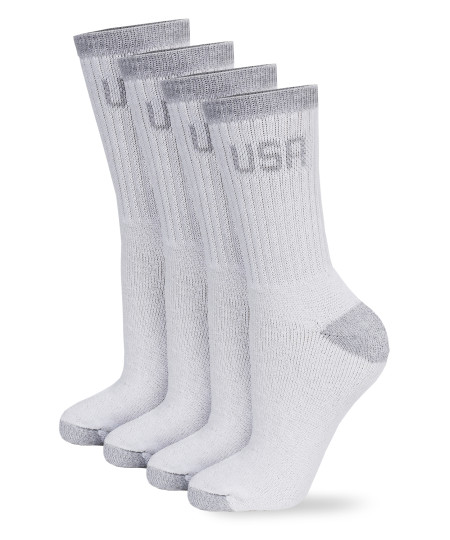 Men's Cotton Crew Athletic Solid Ribbed Socks Long Length