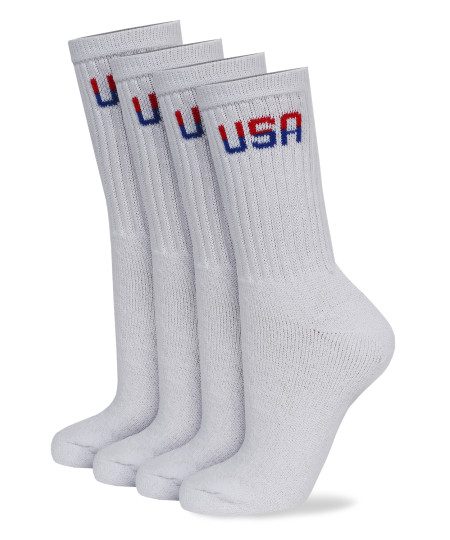 Men's Cotton Crew Athletic Solid Ribbed Socks Long Length