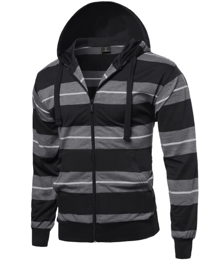 Men's Basic Stripe Light Weight Hoodie